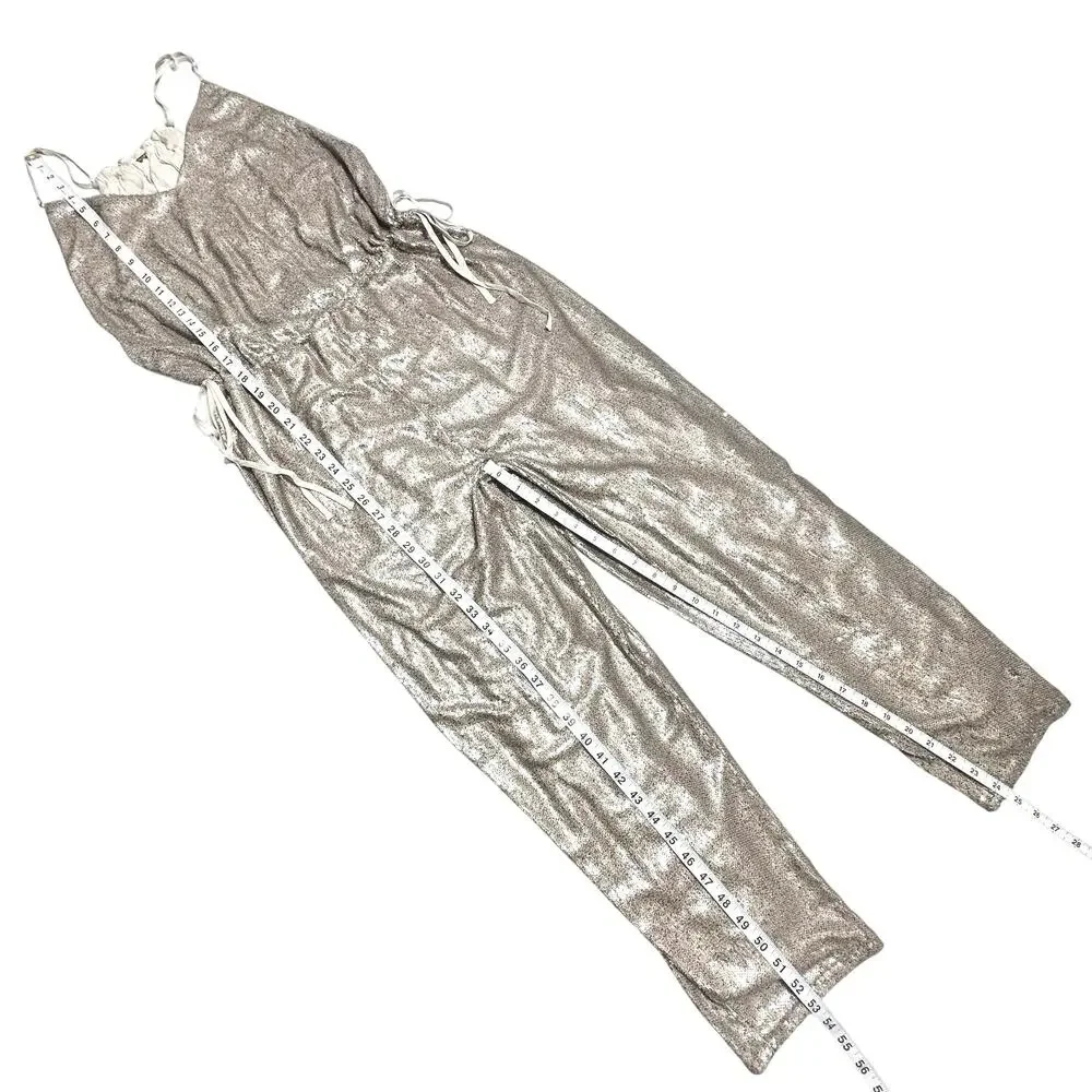 Free People | Women | Champagne All Over Sequin Slouchy Party Jumpsuit | Large